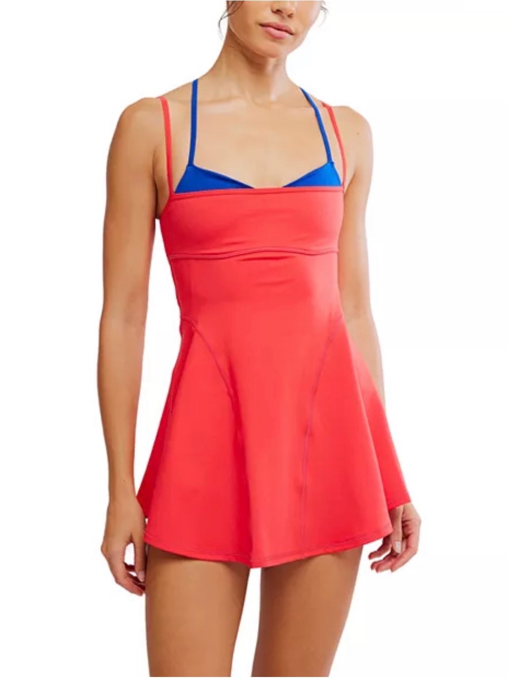 Free People Baseline Tennis Dress, Light Red - M